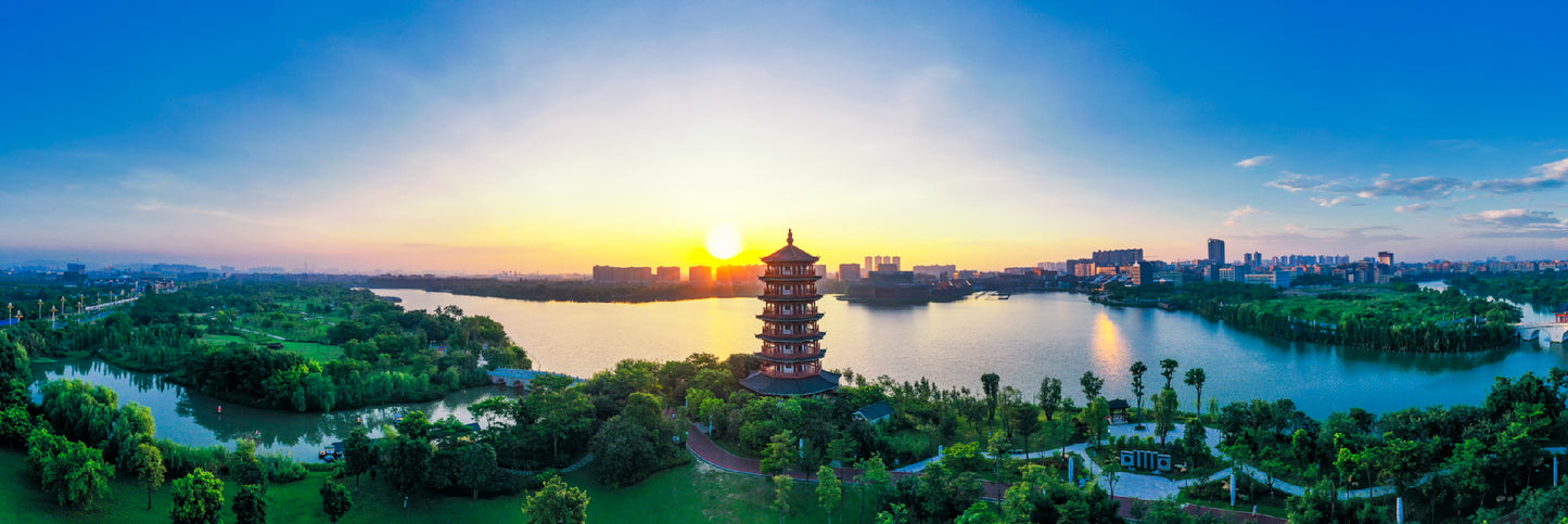 Panoramic Canvas Lake & City View Photograph China High Quality 100% Australian Made Wall Canvas Print Ready to Hang