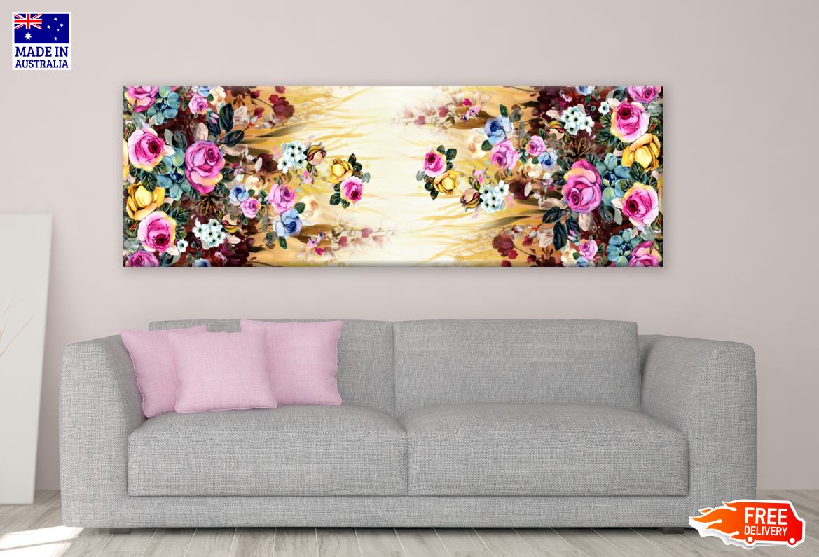 Panoramic Canvas Floral Art High Quality 100% Australian made wall Canvas Print ready to hang