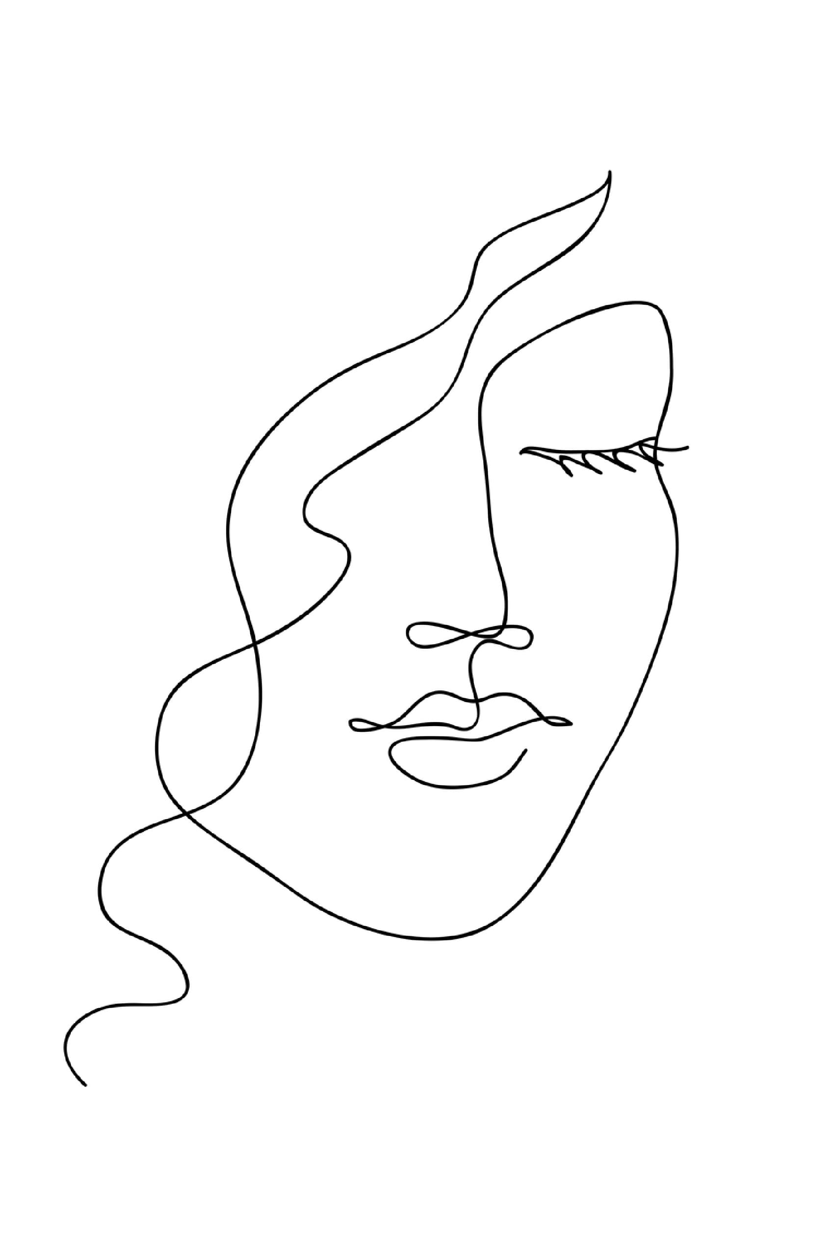 Woman Face B&W Line Art Print 100% Australian Made