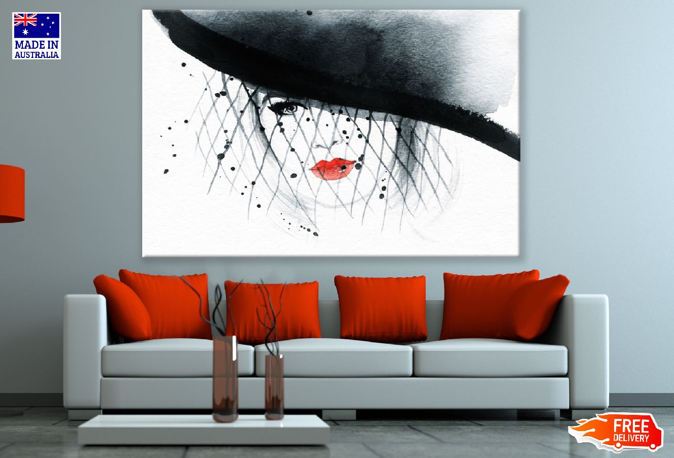 Makeup Woman with Hat Abstract Painting Print 100% Australian Made