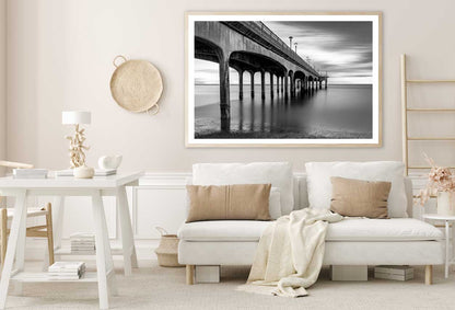 Boscombe Pier & Beach B&W Photograph Home Decor Premium Quality Poster Print Choose Your Sizes