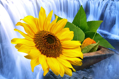 Sunflower with Waterfall Digital Art Print 100% Australian Made