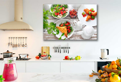Bella Home Strawberry Dishes on Table Print Canvas Ready to hang