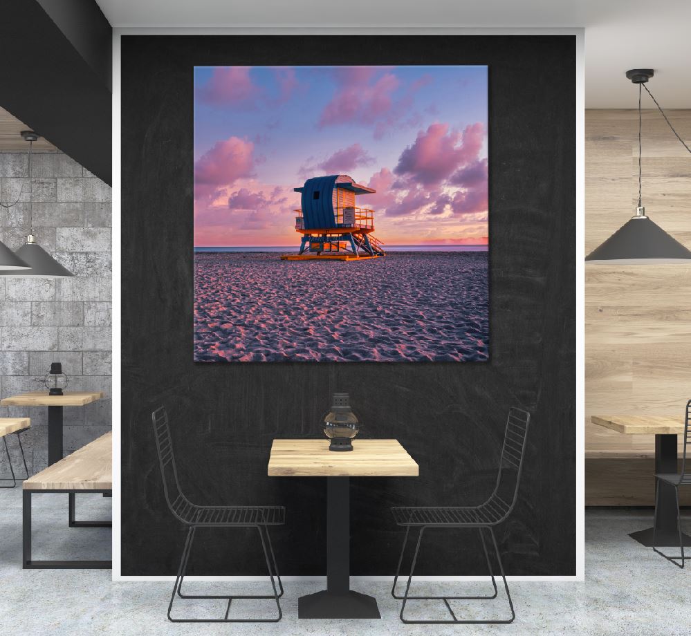 Square Canvas Lifeguard House Miami Beach Photograph High Quality Print 100% Australian Made