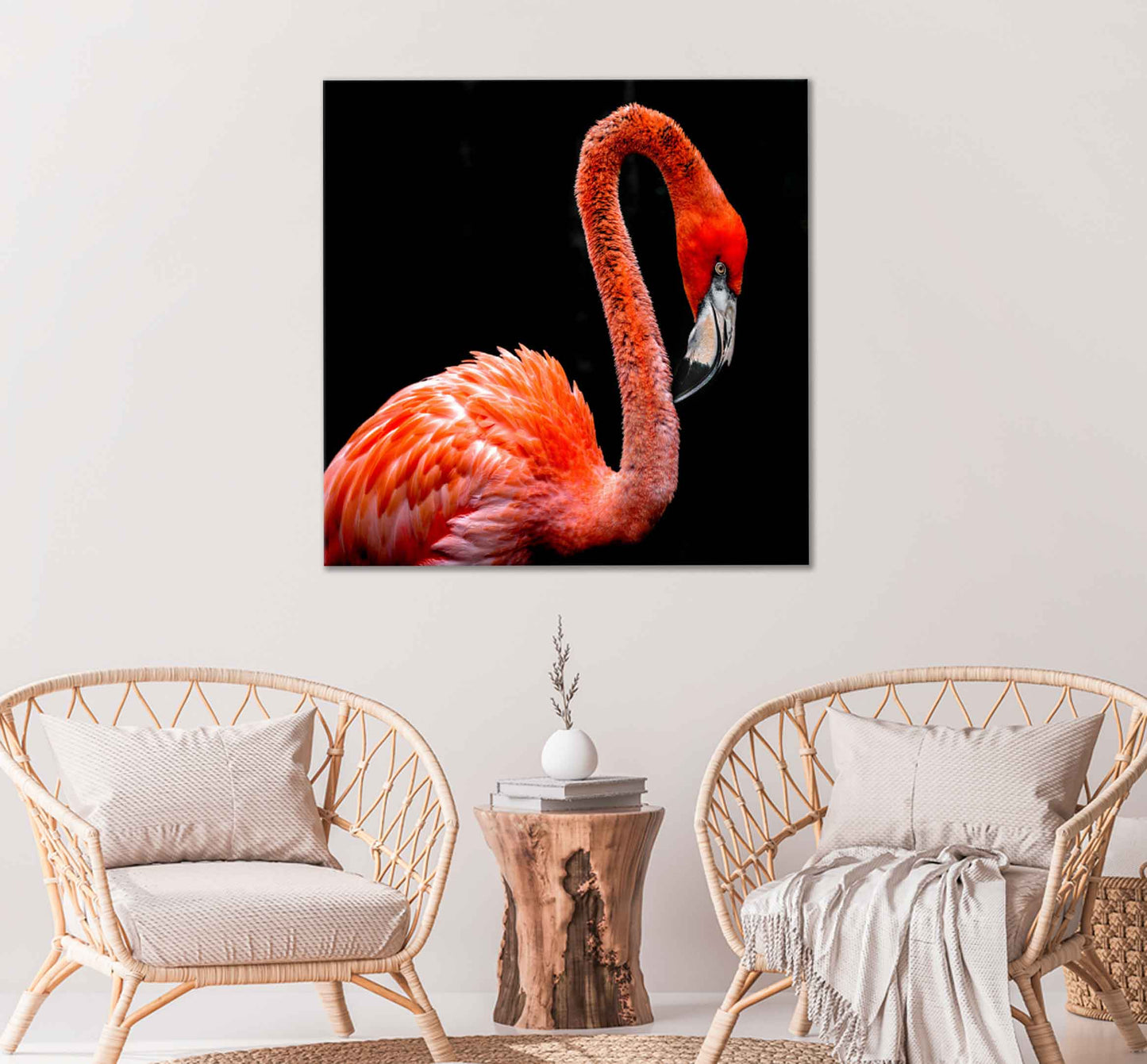 Square Canvas Red Flamingo Bird Photograph High Quality Print 100% Australian Made