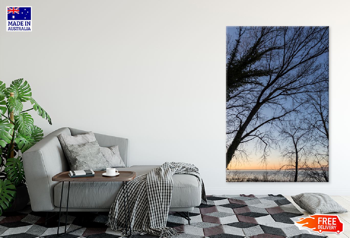 Dead Trees Silhouette Sunset View Photograph Print 100% Australian Made