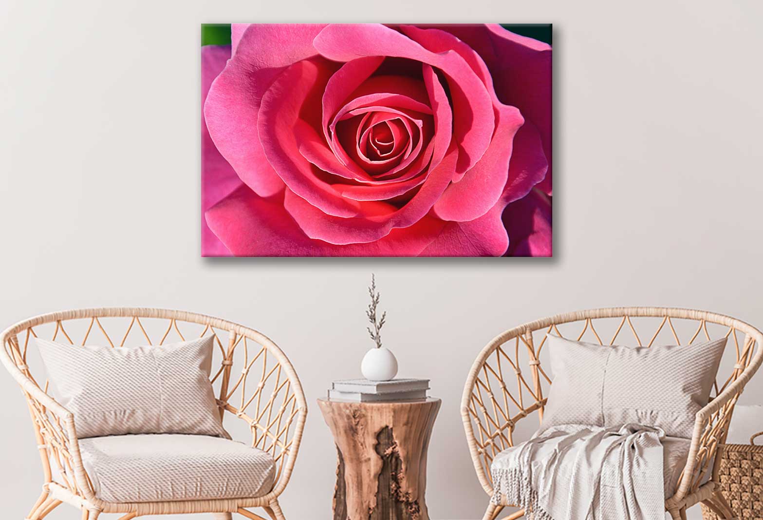 Bella Home Pink Rose Flower Closeup View Print Canvas Ready to hang