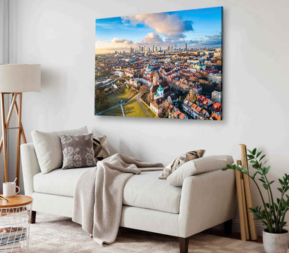 Bella Home Warszawa City View From Drone City Print Canvas Ready to hang