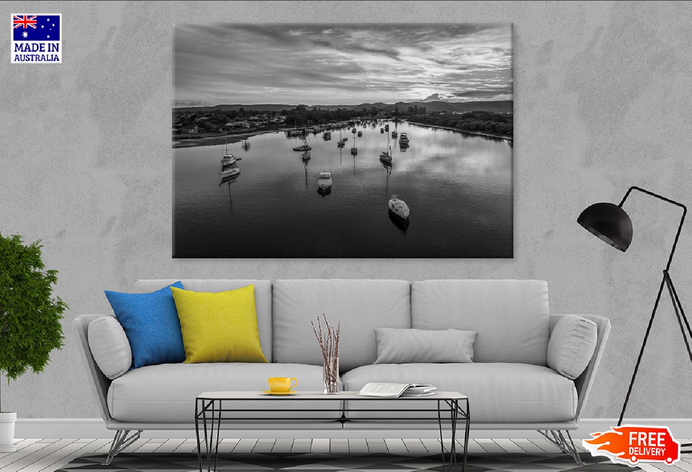 Woy Woy on Central Coast B&W View Photograph Print 100% Australian Made