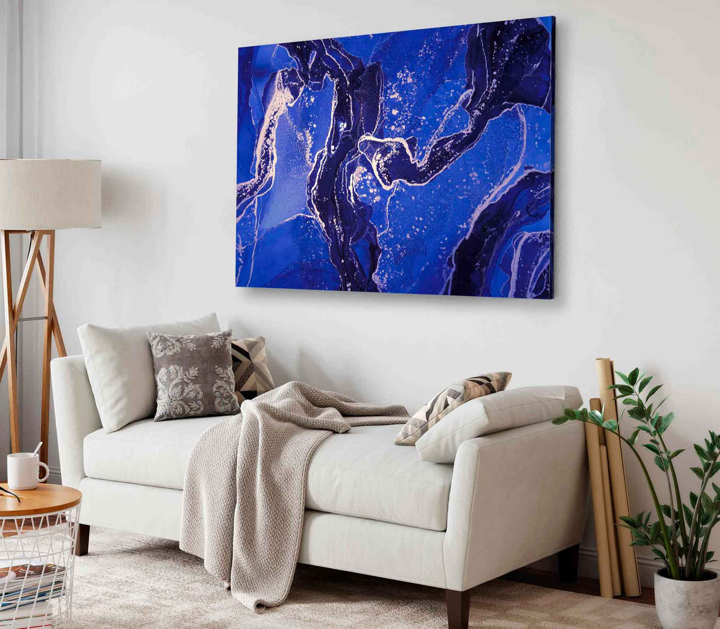 Bella Home Black Purple Blue & Gold Abstract Print Canvas Ready to hang