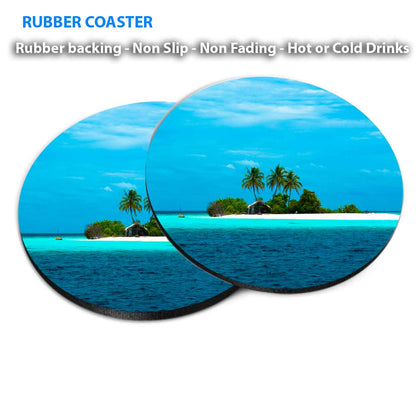 Maldivian Small Desert Islands Coasters Wood & Rubber - Set of 6 Coasters