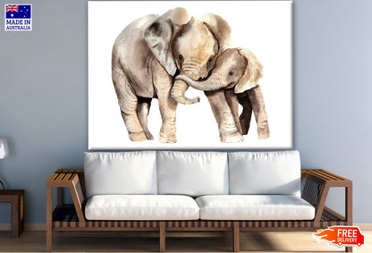 Elephant & Baby Watercolor Painting Print 100% Australian Made