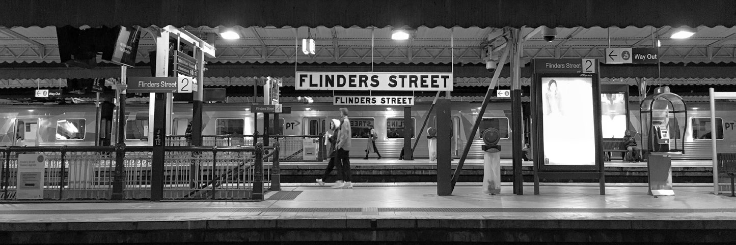 Panoramic Canvas Underground Train Station B&W Photograph High Quality 100% Australian Made Wall Canvas Print Ready to Hang