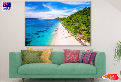 Aerial view of Puka Beach in Boracay Island,Philippines Print 100% Australian Made