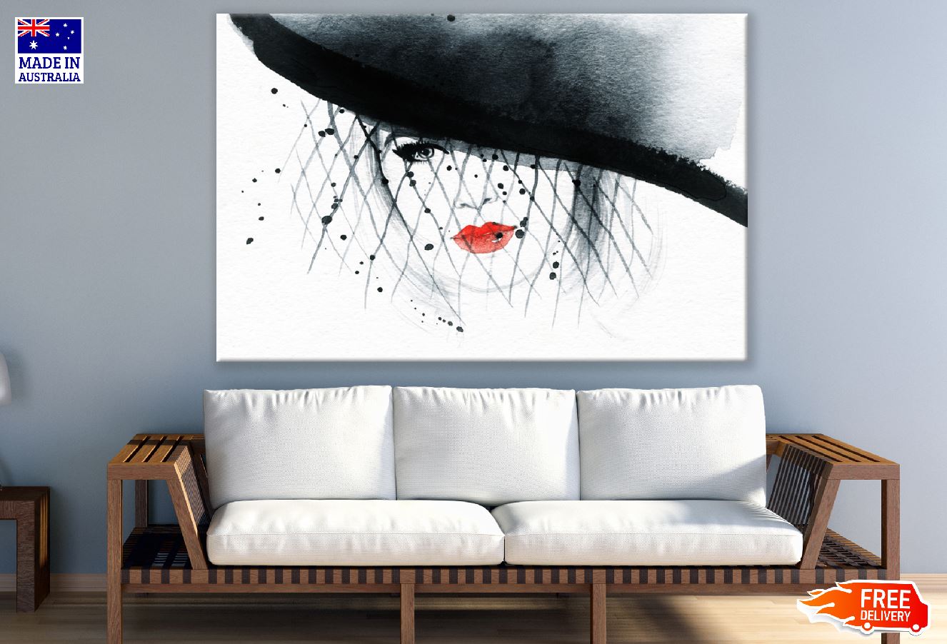 Makeup Woman with Hat Abstract Painting Print 100% Australian Made