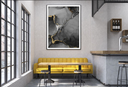 Black & Gold Marble Ink Abstract Design Home Decor Premium Quality Poster Print Choose Your Sizes