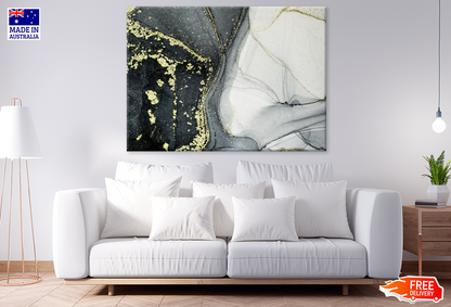 Black White & Gold Abstract Art Print 100% Australian Made