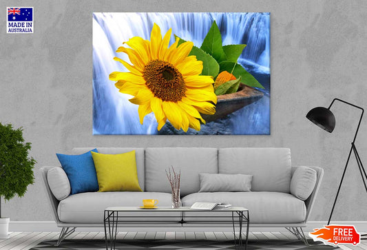 Sunflower with Waterfall Digital Art Print 100% Australian Made