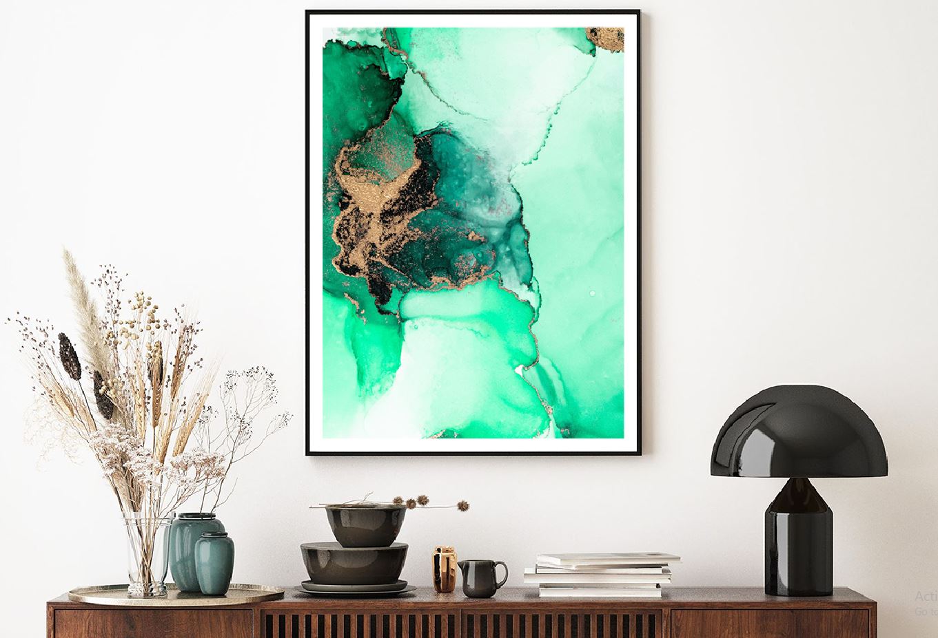 Green & Gold Splash Abstract Design Home Decor Premium Quality Poster Print Choose Your Sizes