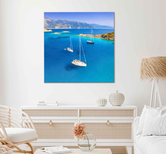 Square Canvas Yachts & Boats on The Sea High Quality Print 100% Australian Made