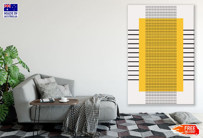 Yellow Square Line Art Abstract Design Print 100% Australian Made