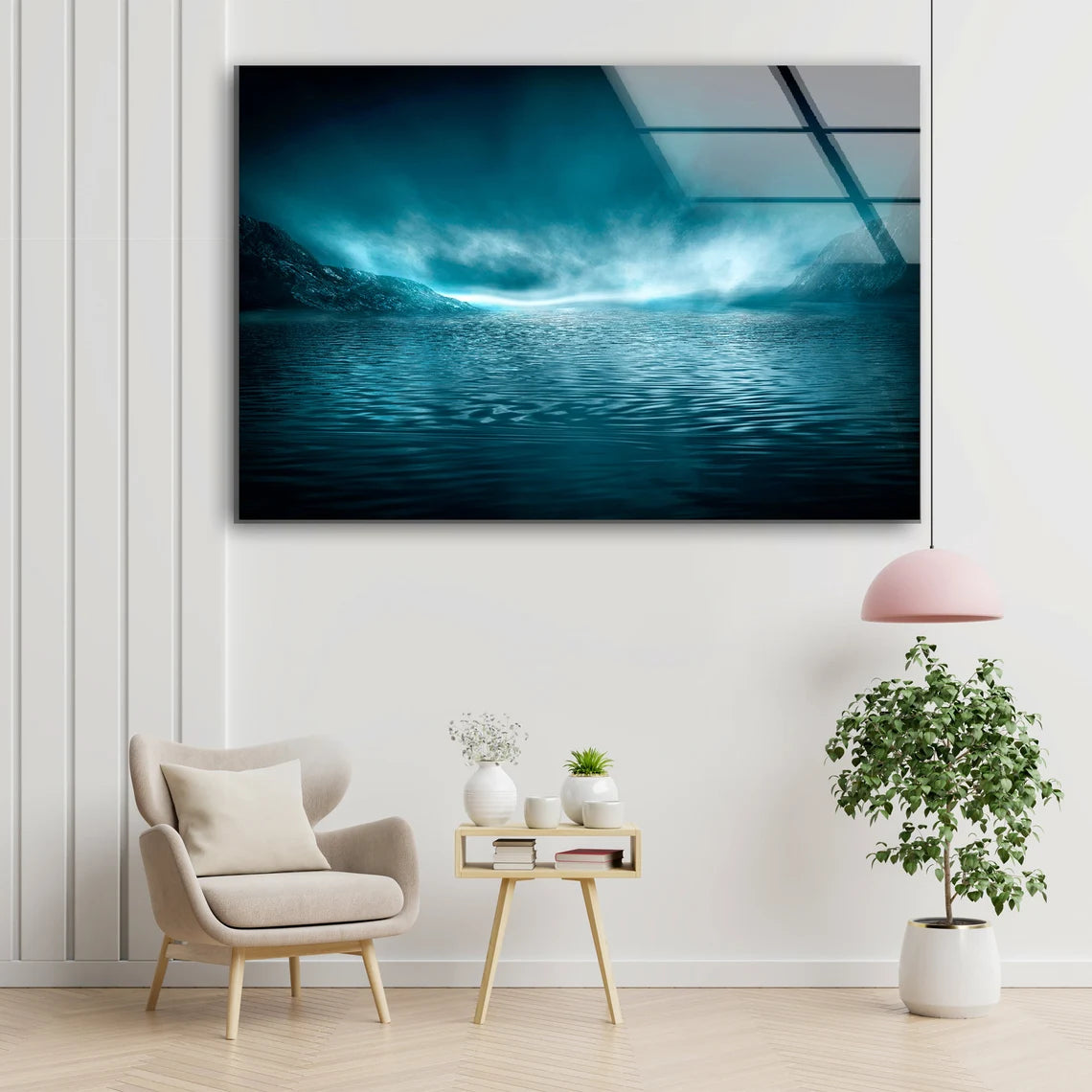 Sea Misty Mountain Scenery Photograph Acrylic Glass Print Tempered Glass Wall Art 100% Made in Australia Ready to Hang