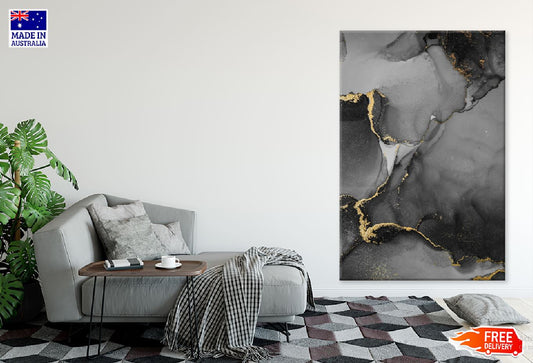 Black & Gold Marble Ink Abstract Design Print 100% Australian Made