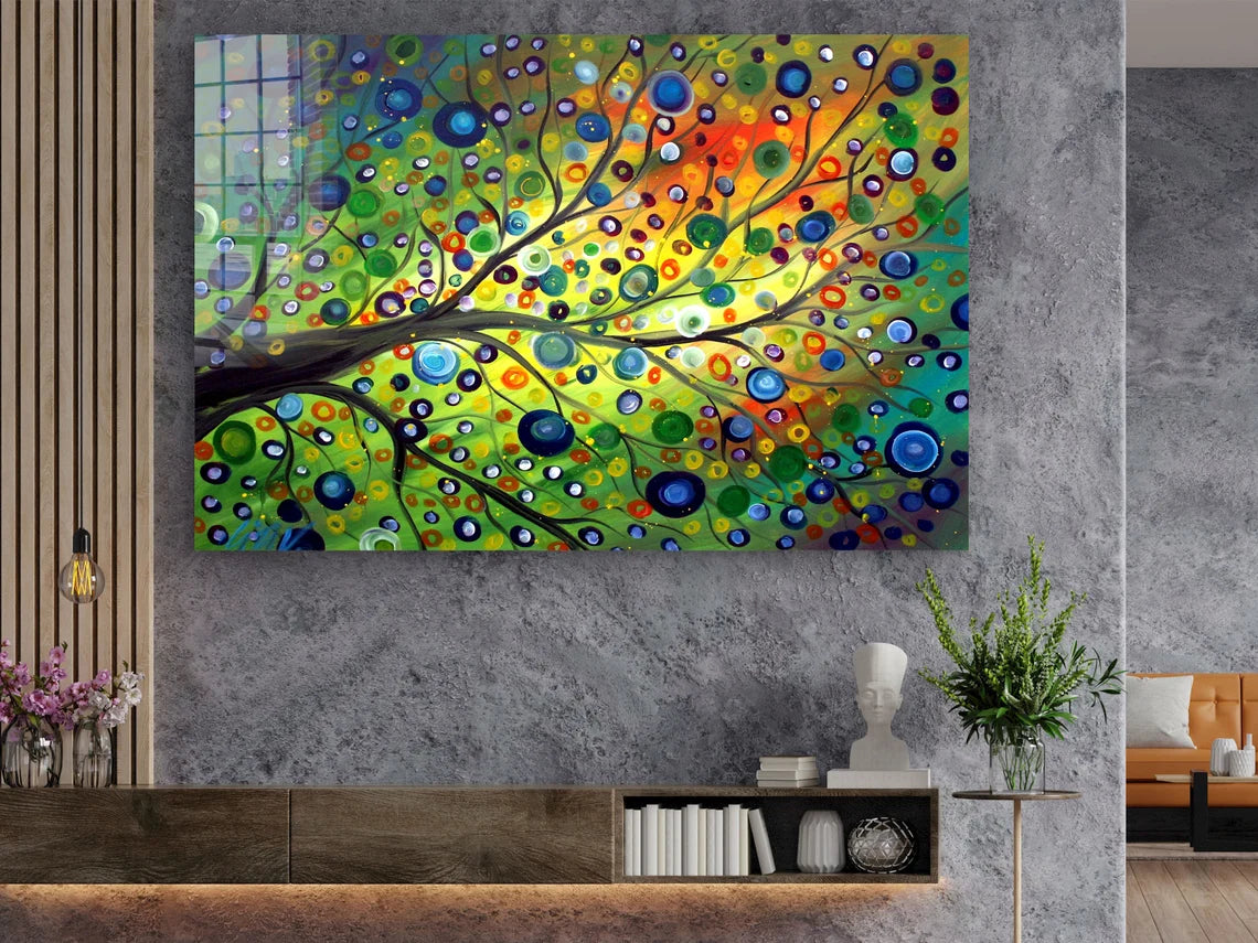 Tree Digital 3D Design Print Tempered Glass Wall Art 100% Made in Australia Ready to Hang