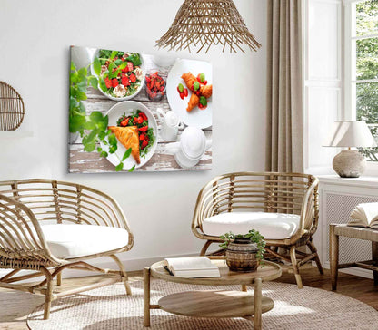 Bella Home Strawberry Dishes on Table Print Canvas Ready to hang