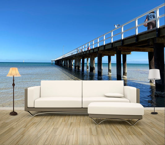 Wallpaper Murals Peel and Stick Removable Long Bridge Over Beach High Quality