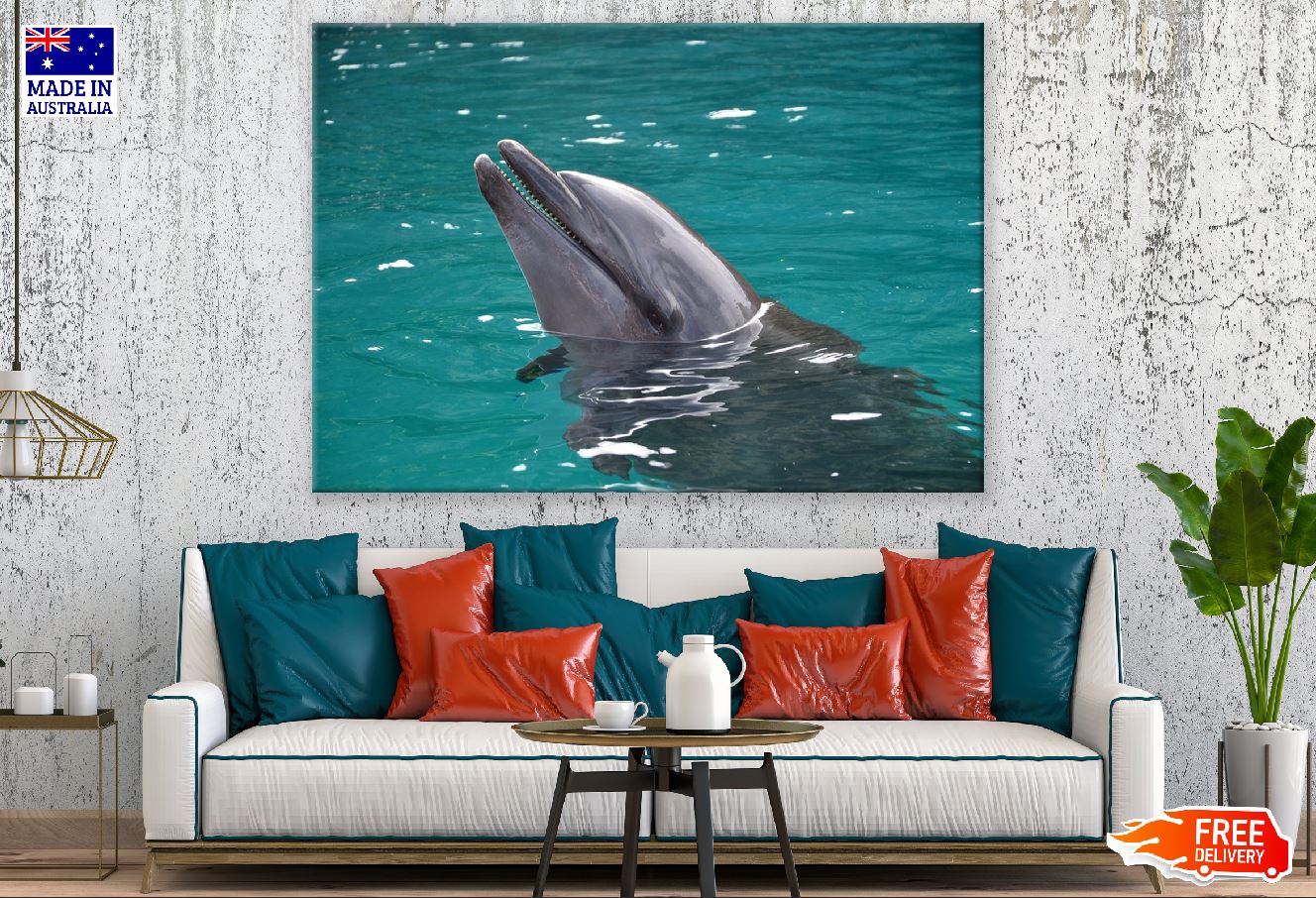 Dolphin on Sea Closeup Photograph Print 100% Australian Made