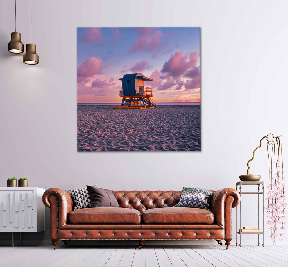 Square Canvas Lifeguard House Miami Beach Photograph High Quality Print 100% Australian Made