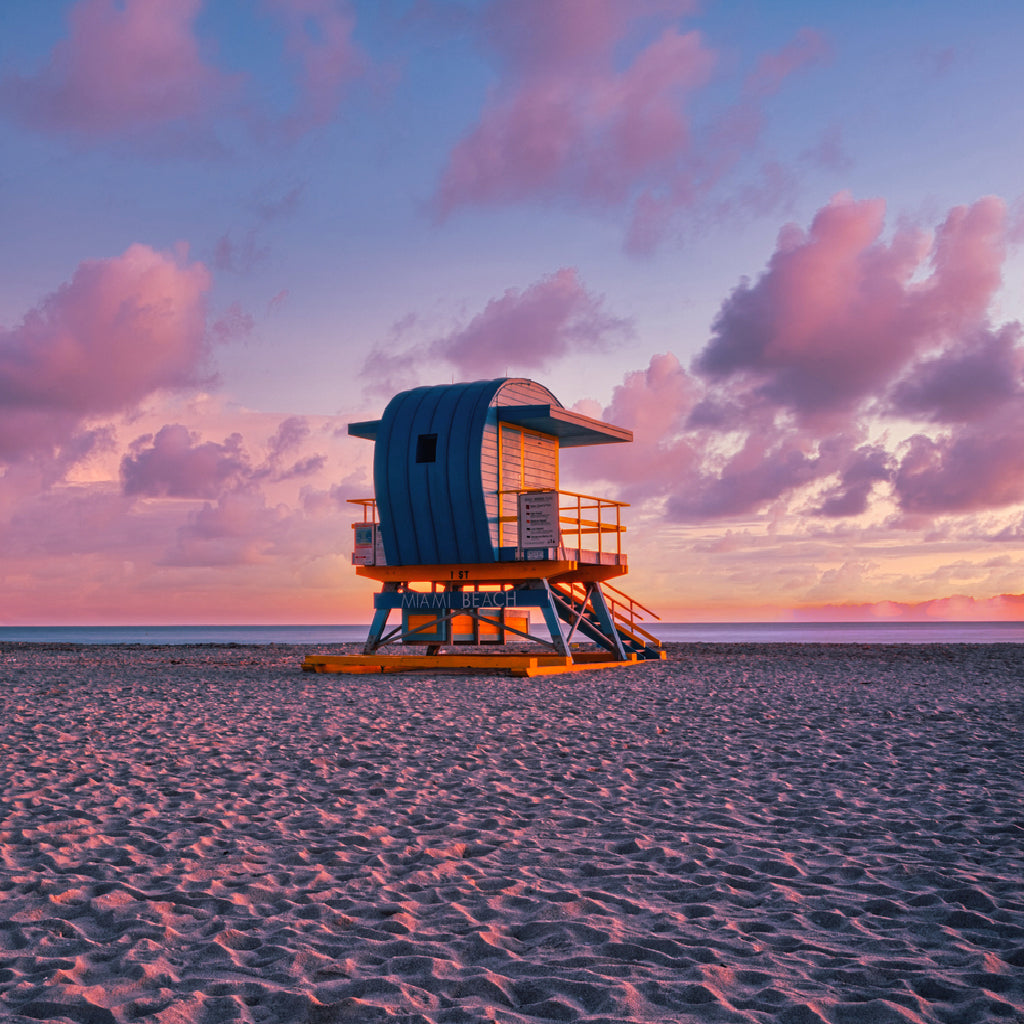 Square Canvas Lifeguard House Miami Beach Photograph High Quality Print 100% Australian Made