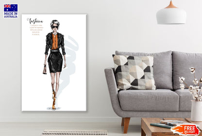 Woman Leather Jacket Illustration Print 100% Australian Made