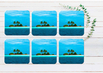 Maldivian Small Desert Islands Coasters Wood & Rubber - Set of 6 Coasters