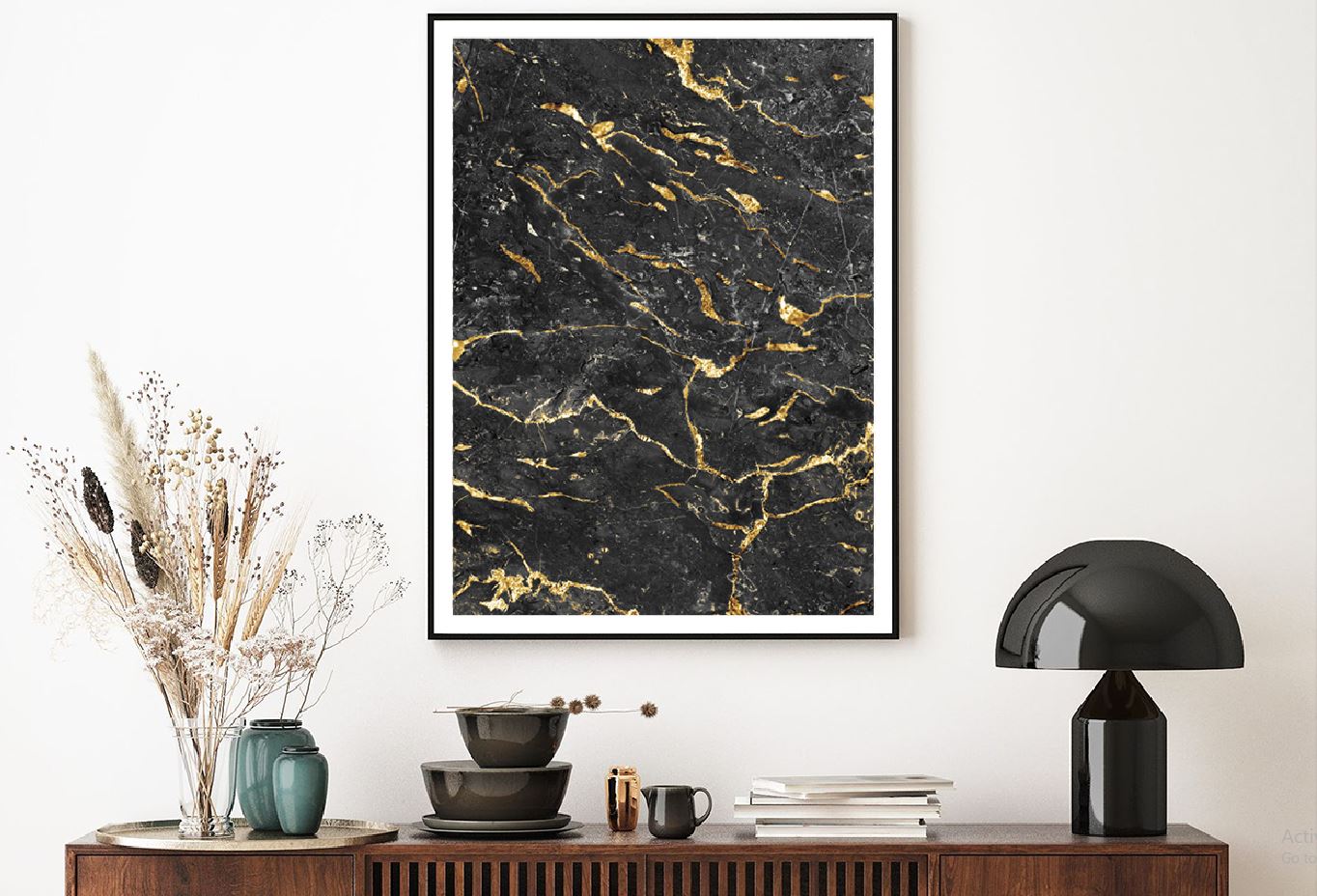 Grey & Gold Lines Marble Abstract Design Home Decor Premium Quality Poster Print Choose Your Sizes