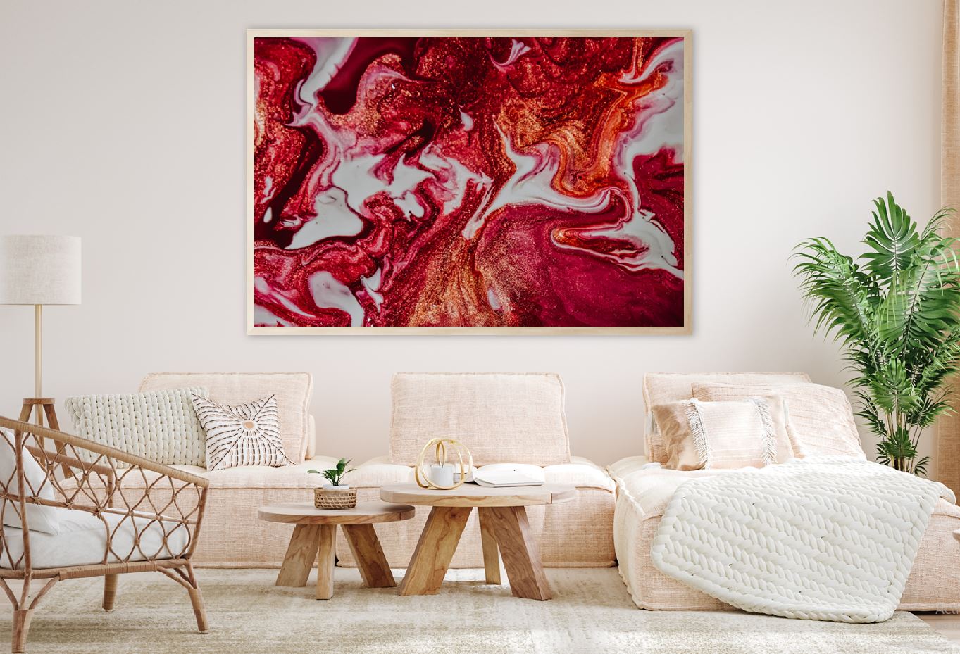 Red Acrylic Abstract Painting Home Decor Premium Quality Poster Print Choose Your Sizes