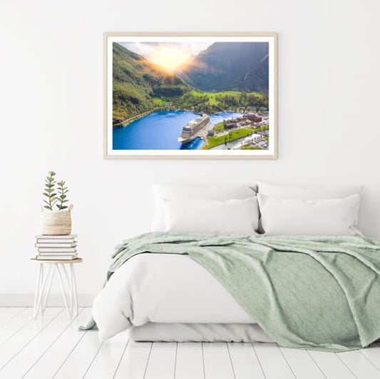 Geiranger fjord, Norway & Ship Scenery Photograph Home Decor Premium Quality Poster Print Choose Your Sizes