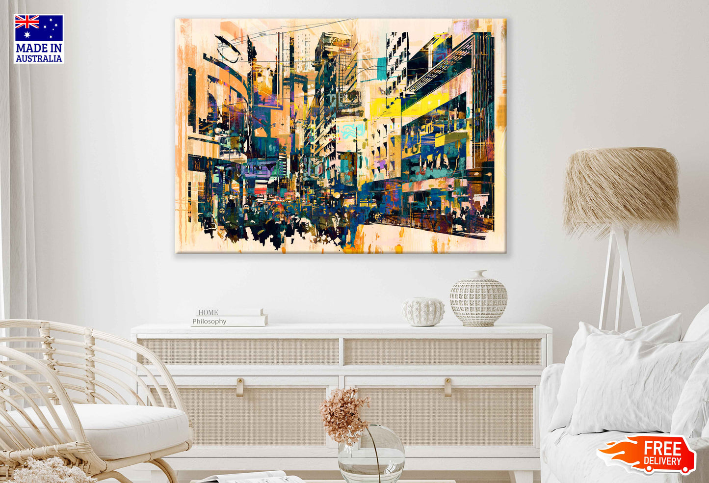 Colorful City Abstract Graffiti Art Design Print 100% Australian Made