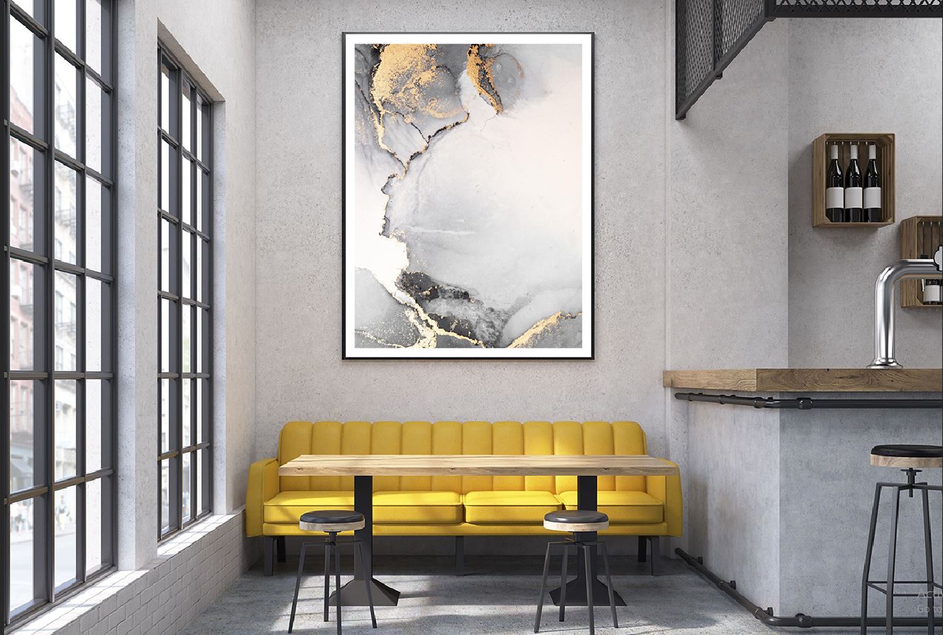 Grey Black & Gold Splash Abstract Design Home Decor Premium Quality Poster Print Choose Your Sizes