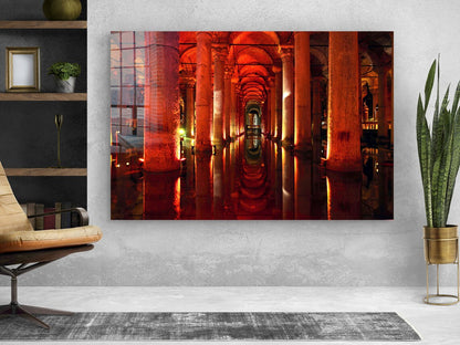 The Basilica Cistern Print Tempered Glass Wall Art 100% Made in Australia Ready to Hang