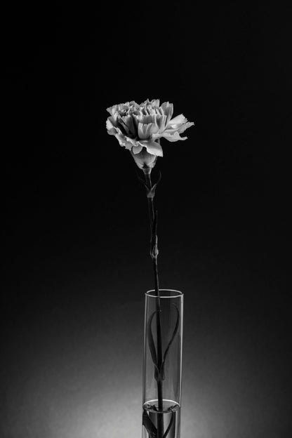 White Flower with Glass Vase B&W Photograph Print 100% Australian Made