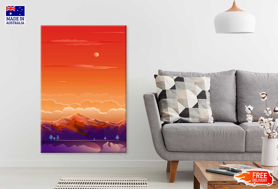 Sunset over Mountain Vector Design Art Print 100% Australian Made