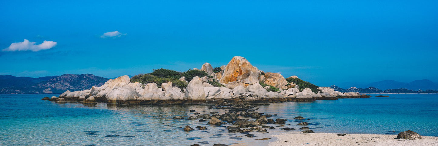 Panoramic Canvas Rocky Beach Island View Photograph High Quality 100% Australian Made Wall Canvas Print Ready to Hang