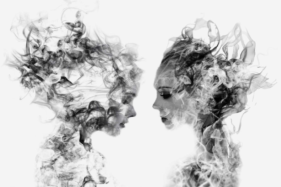 B&W Abstract Smoke Girls Design Print 100% Australian Made