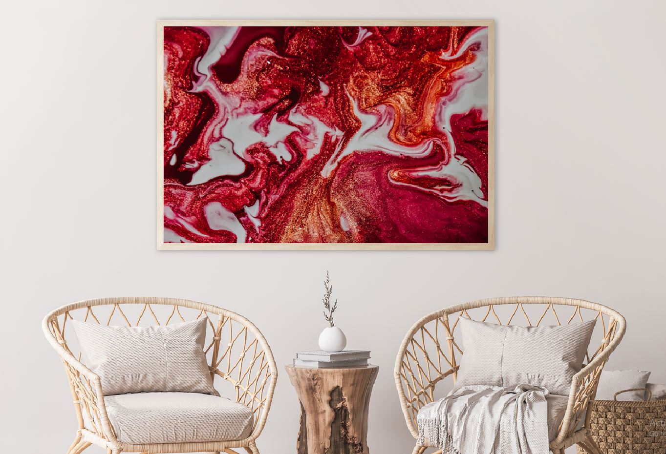 Red Acrylic Abstract Painting Home Decor Premium Quality Poster Print Choose Your Sizes