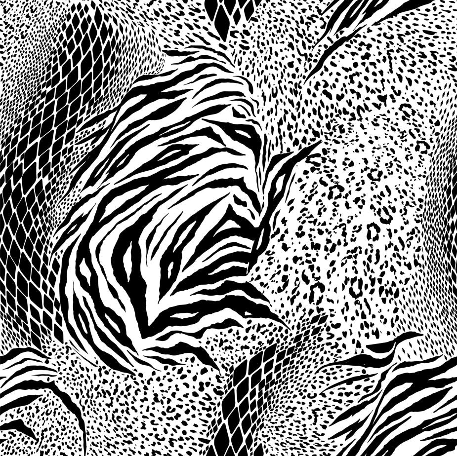 Square Canvas Mixed Animal Skin B&W Vector Art Design High Quality Print 100% Australian Made