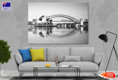 Sydney Opera House and Harbour Bridge B&W Photograph Print 100% Australian Made