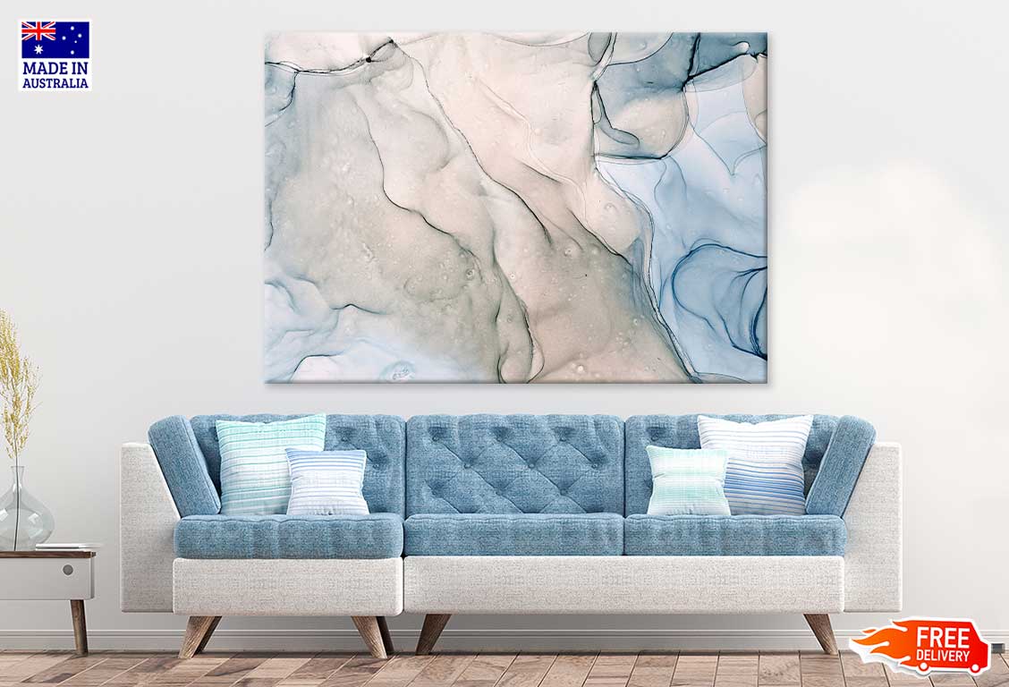 Abstract Blue Grey Marble Texture Design Print 100% Australian Made