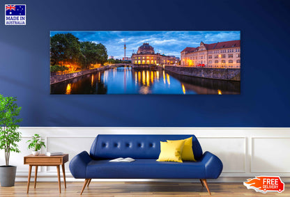 Panoramic Canvas Bode Museum Night View Photograph High Quality 100% Australian Made Wall Canvas Print Ready to Hang